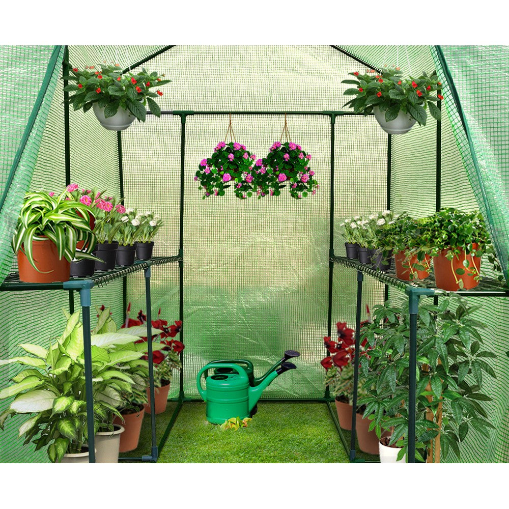 Greenfingers greenhouse: all-weather garden shed with pots and hose for small gardens