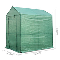 Greenfingers walk-in tunnel greenhouse with removable pe cover for small gardens - 4 shelves