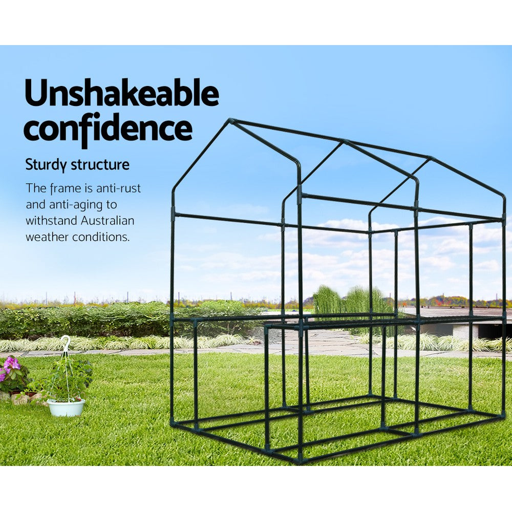 Greenfingers greenhouse with black metal structure and pe cover for small gardens and all-weather use