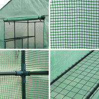 Close-up of greenfingers greenhouse with green cover, perfect for your cherished green patch