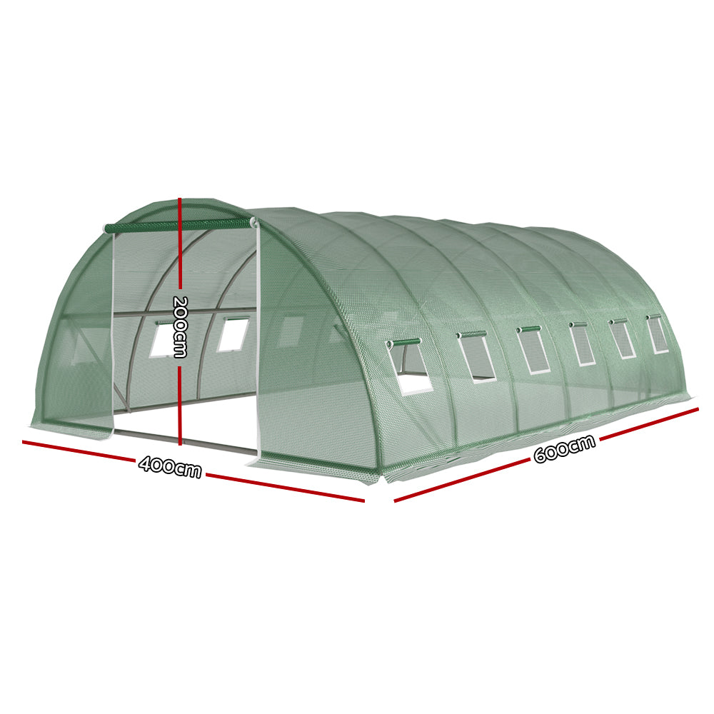 Diagram of greenfingers greenhouse tunnel shed with window and door; grow your favourite greens