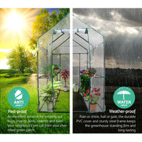 Greenfingers walk in tunnel clear greenhouse shed - 4 shelves, transparent, easy installation