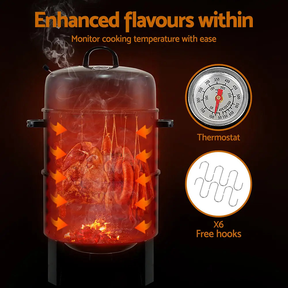 Grillz bbq smoker with hot fire in glass pot