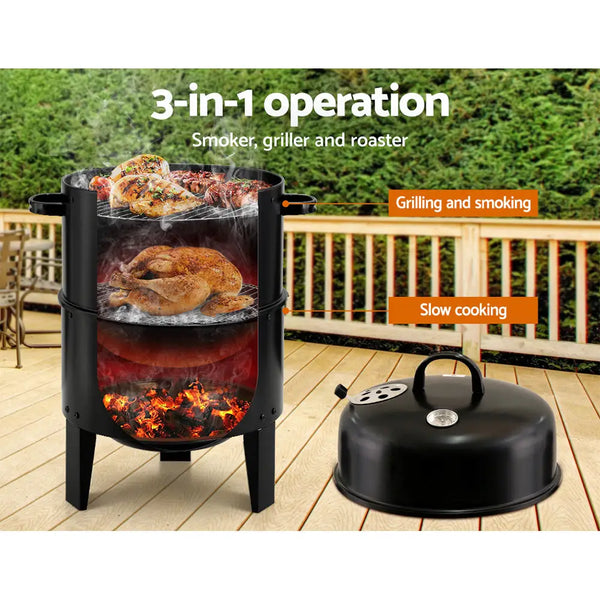 Grillz bbq smoker charcoal grill with grilling pan