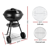 Grillz portable bbq grill charcoal smoker with measurements