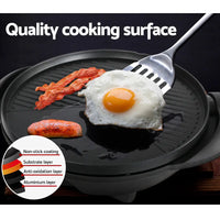 Grillz bbq electric smoker with fried egg alt text: ’portable electric bbq grill with fried egg on black fry pan