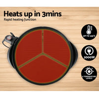 Red and black portable electric bbq grill with peace sign design