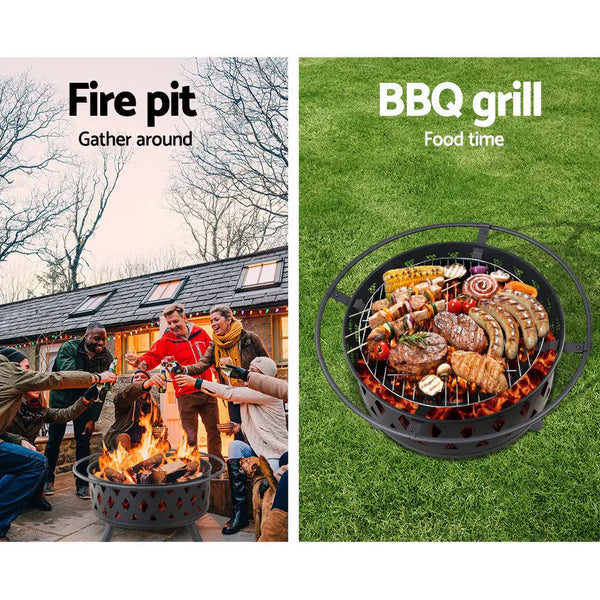 Grillz fire pit bbq grill 82cm - genuine all-season bbq enjoyment with friends around the grill