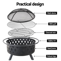 Grillz fire pit bbq grill 82cm: parts for genuine all-season enjoyment