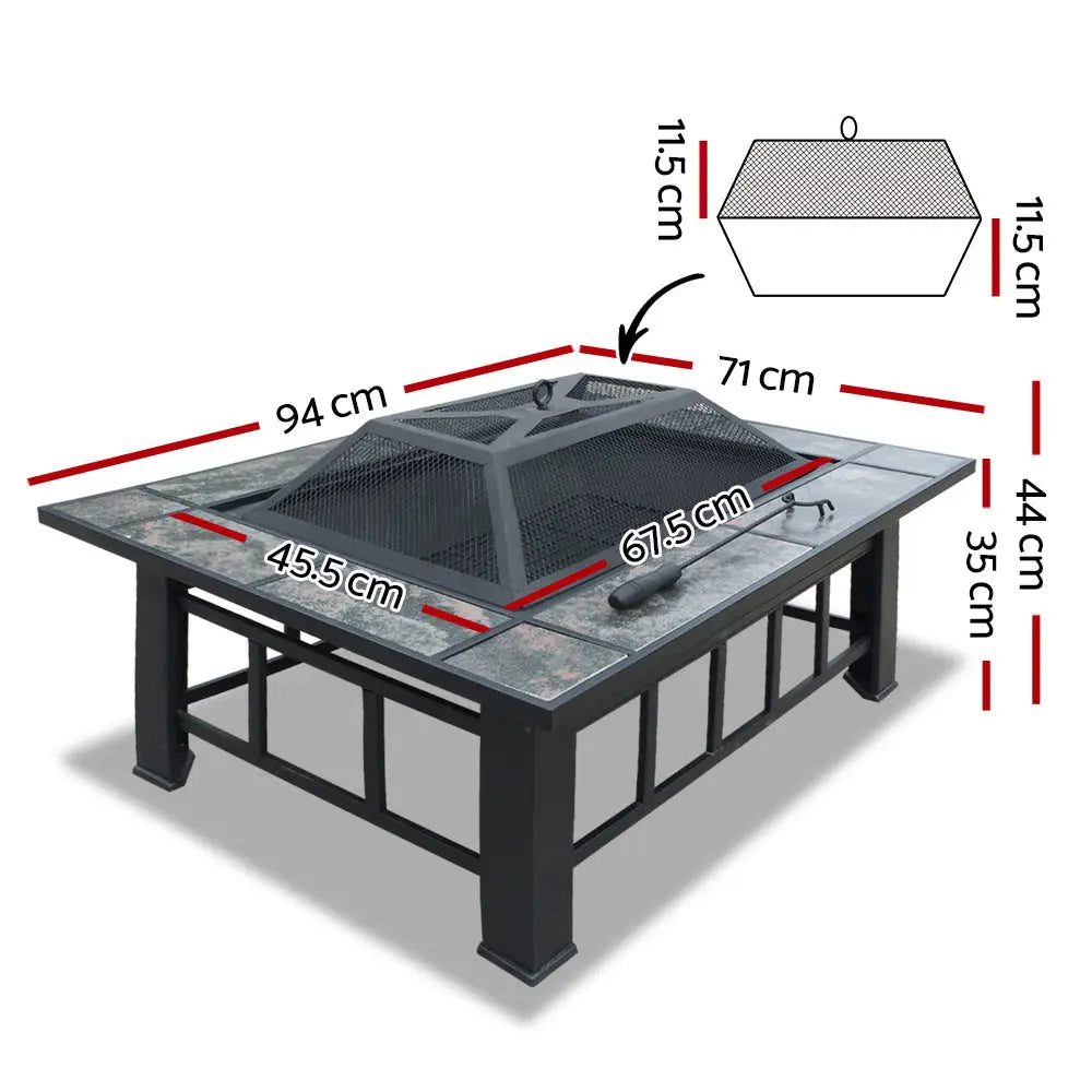 Grillz fire pit bbq grill ice bucket 3-in-1 table outdoor table with powder coated steel frame