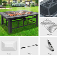 Grillz fire pit bbq grill ice bucket 3-in-1 table: outdoor gas fire pit with powder coated steel frame