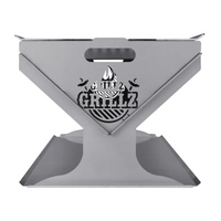 Grillz fire pit bbq grill steel logo on tablet