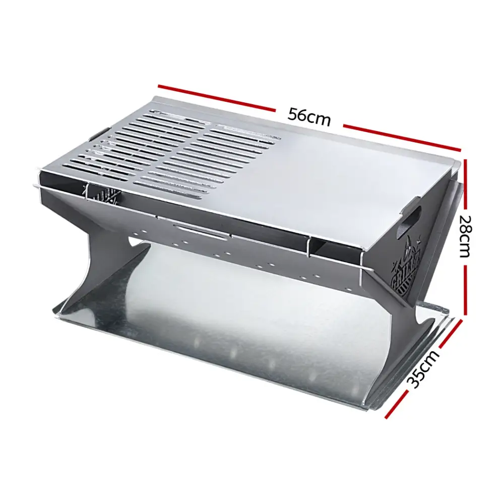 Stainless steel pit bbq grill with side grid by grillz fire pit, withstands high temperatures