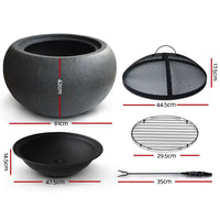 Grillz fire pit bowl black 61cm for cooler months outdoors