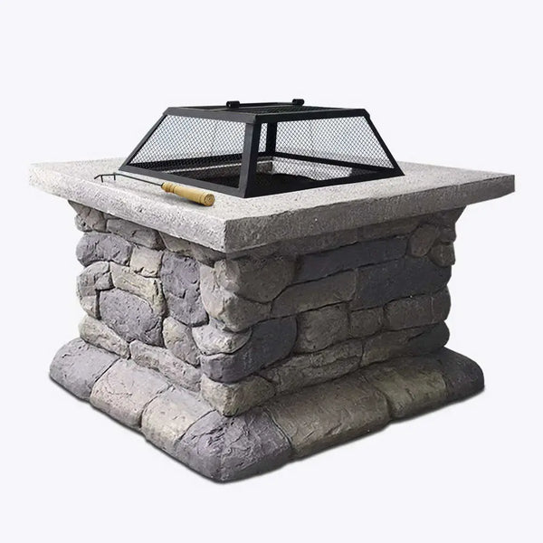 Grillz fire pit table square 55cm with mesh dome gril