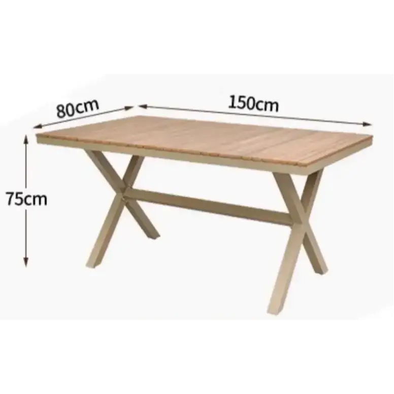 Timber and rattan outdoor 4–6 seater dining set - 1.5m 3