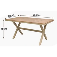 Timber and rattan outdoor 4–6 seater dining set - 1.5m 3