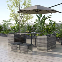Horrocks 8 seater rattan garden furniture set with umbrella