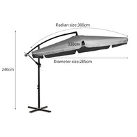 Mountview 3M Cantilever Umbrella Outdoor Grey Without Base-1942353021673541634