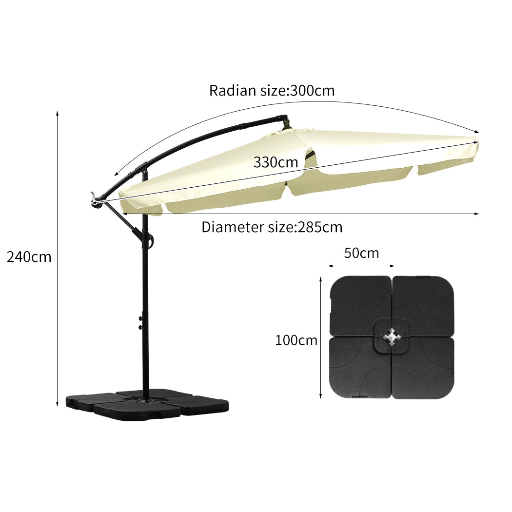 Mountview 3M Outdoor Umbrella Beach Beige With Base-1910112909397200898