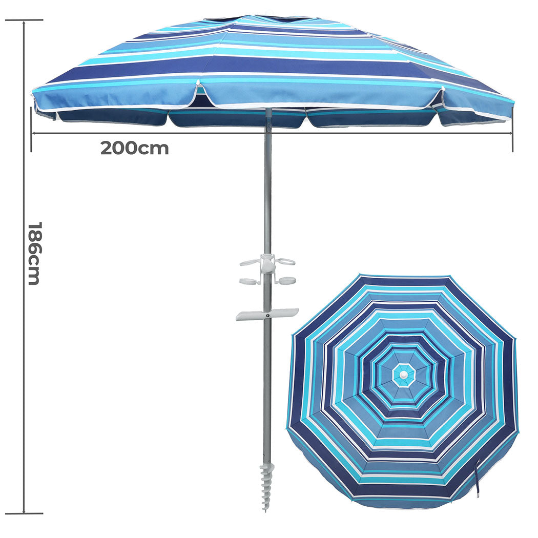 Mountview 2M Outdoor Beach Umbrellas Sand Blue-1954802439110660098