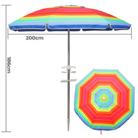 Mountview 2M Outdoor Beach Umbrellas Sand Colorful-1954802439458787330