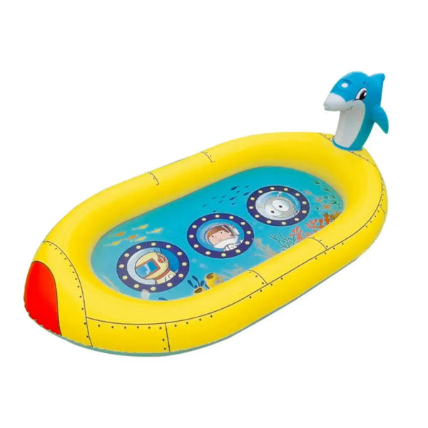 Inflatable sprinkler pool for kids - submarine with dolphin toy