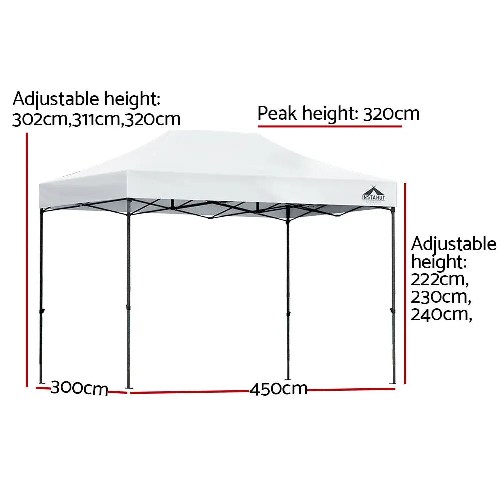 Instahut gazebo marquee pop up 3x4.5m - white 3