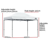 Instahut gazebo marquee pop up 3x4.5m - white 3