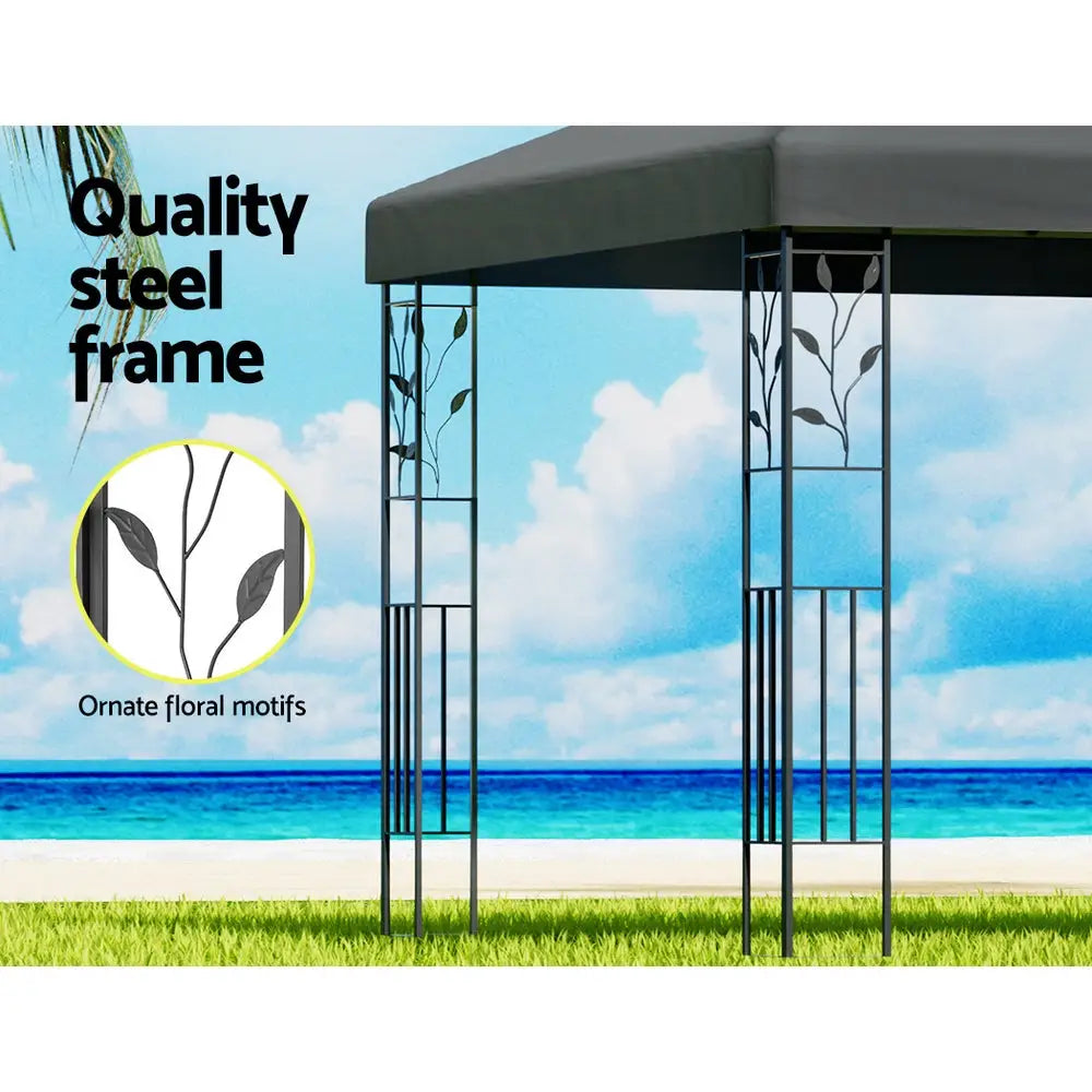 Instahut iron art gazebo marquee 4x3m - grey 6