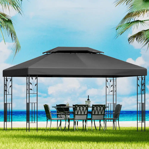 Instahut iron art gazebo marquee 4x3m - grey 2