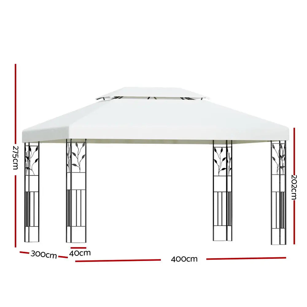 Instahut iron art gazebo marquee 4x3m - white 3