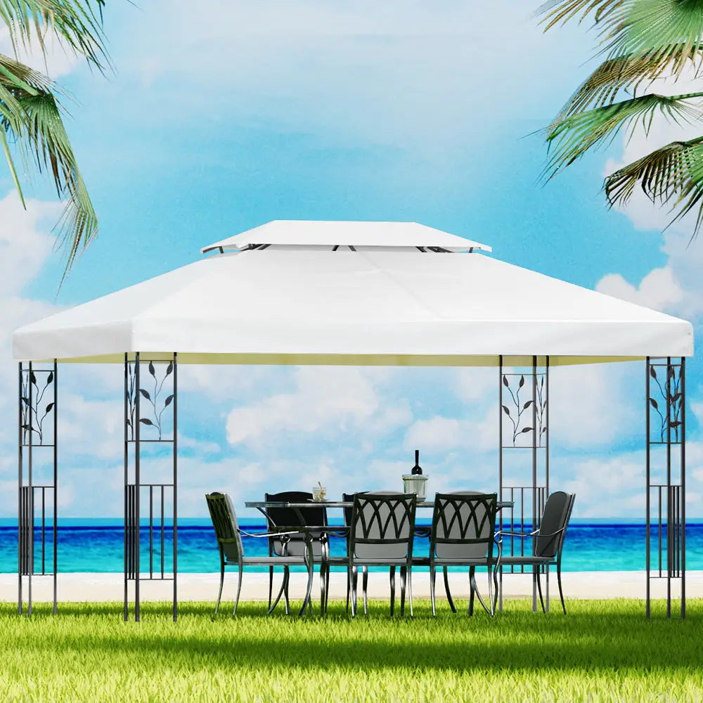 Instahut iron art gazebo marquee 4x3m - white 2