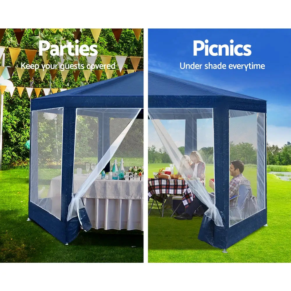 Instahut marquee wedding party outdoor mesh wall canopy shade gazebos 2x2m - navy 2