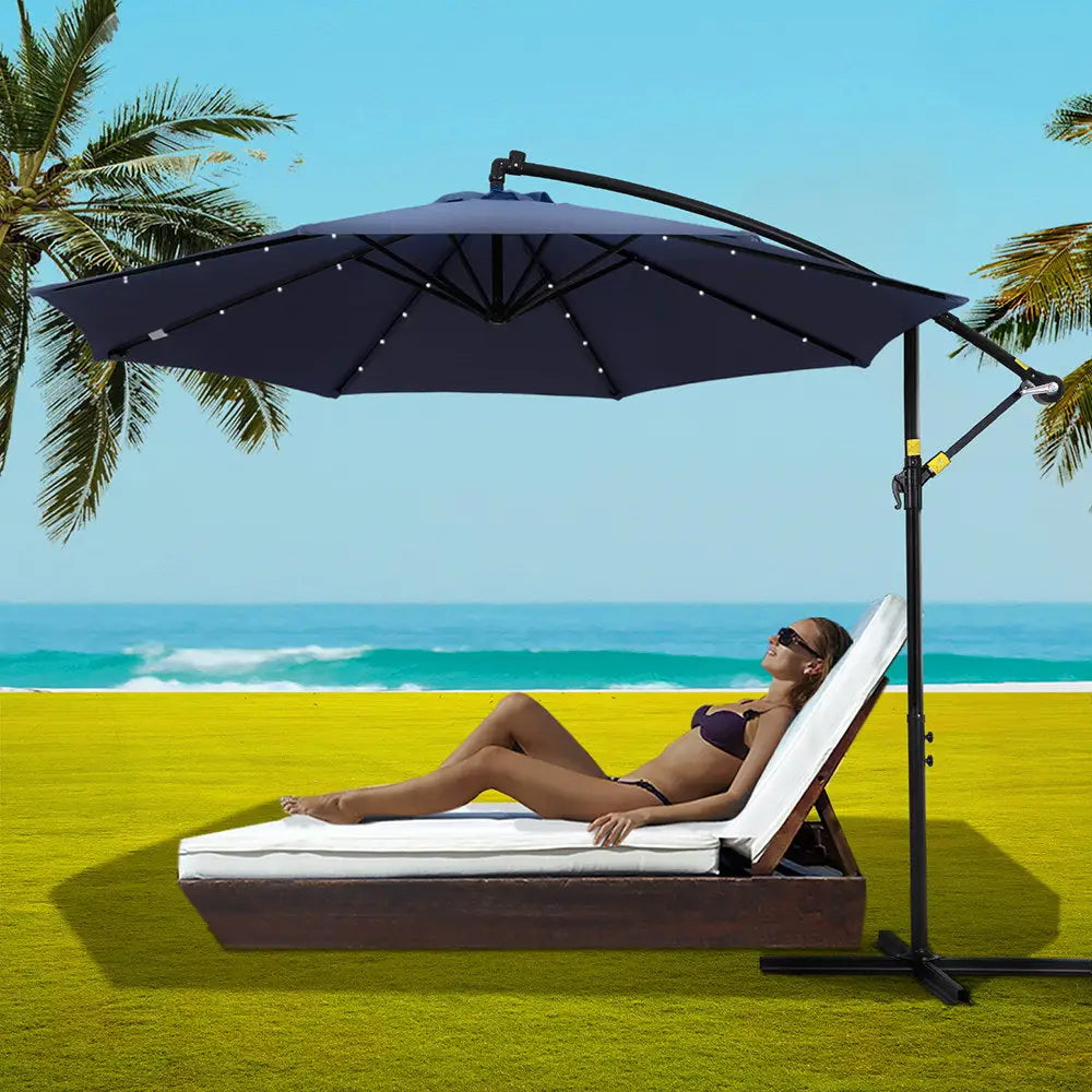 Instahut outdoor 3m cantilever beach led umbrella 7