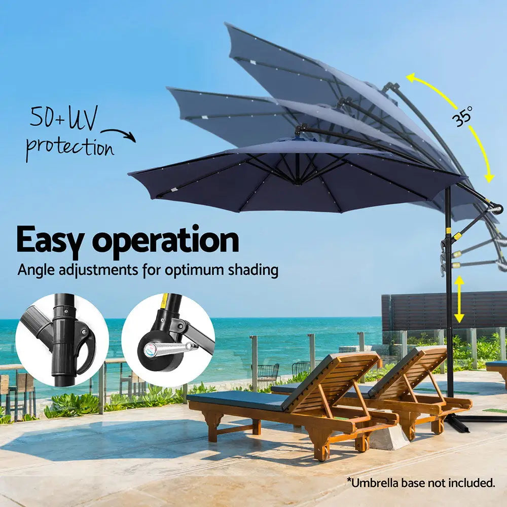 Instahut outdoor 3m cantilever beach led umbrella 5