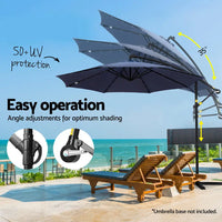 Instahut outdoor 3m cantilever beach led umbrella 5