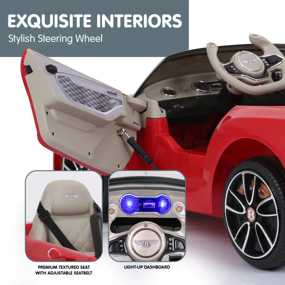 Red bentley exp 12 speed 6e electric kids ride on car with steering wheel and remote control