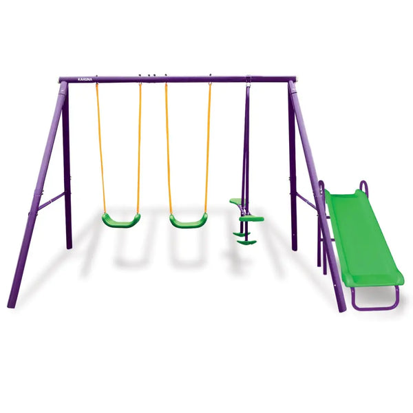Kahuna kids 4-seater swing set with green and yellow seats