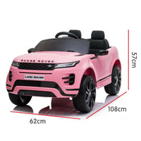 Pink licensed range rover evoque electric ride on car with remote control