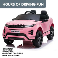 Pink range rover evoque kids electric ride on car - remote control licensed range rover - white background