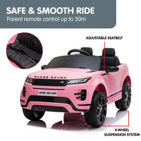 Pink kahuna land rover evoque licensed kids electric ride on car with sae motie text - 4 colours