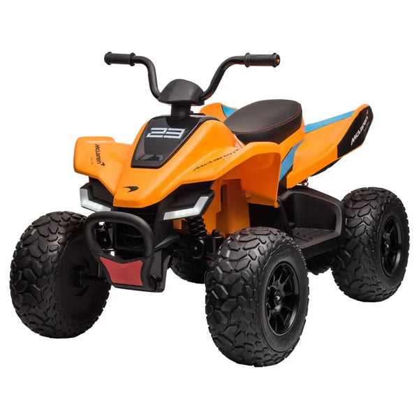Kahuna licensed mcl35 mclaren kids ride on electric quad bike with working led lights in orange color