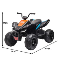 Kahuna licensed mcl35 mclaren kids ride on electric quad bike with blue and orange seat and working led lights