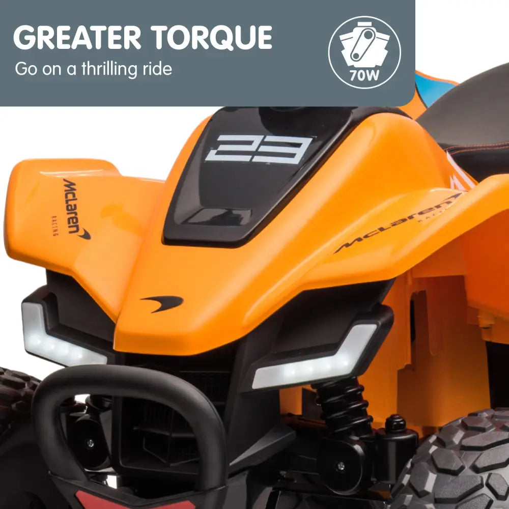 Kahuna licensed mcl35 mclaren kids ride on electric quad bike with great torque text feature