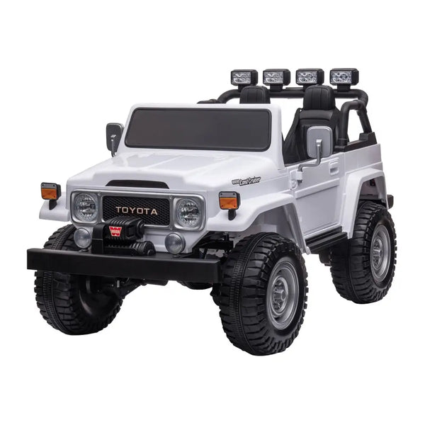 White toy truck with black roof - kahuna licensed toyota fj-40 electric kids ride on toy car
