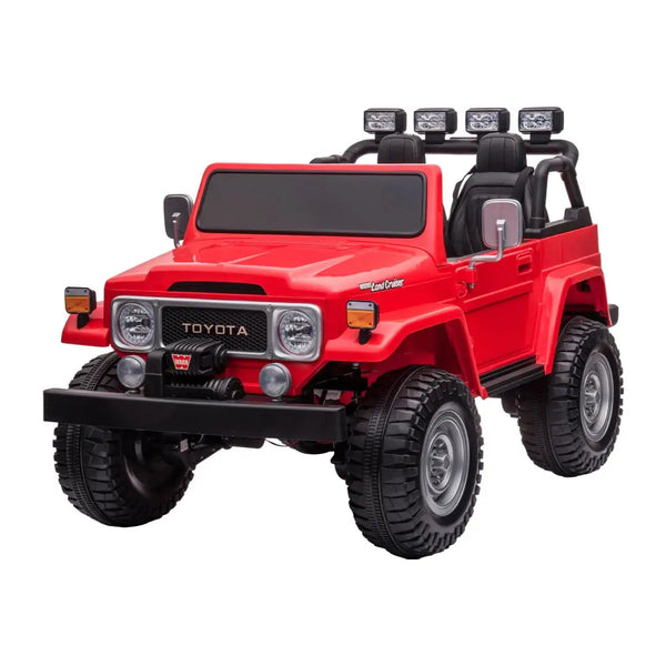 Red toy car toyota fj-40 electric kids ride on - kahuna licensed 80w