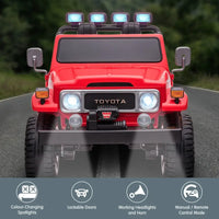 Red toy truck with front lights - kahuna toyota fj-40 electric kids ride on toy car