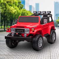 Red toyota fj-40 electric kids ride on toy car with black roof - kahuna licensed