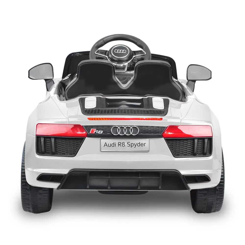 White audi r8 spyder toy car with steering wheel, remote control